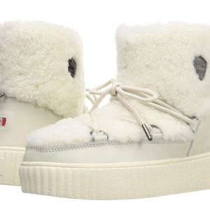 Pajar Ceria Shearling Waterproof White Ankle Boots 38 US 7-7.5